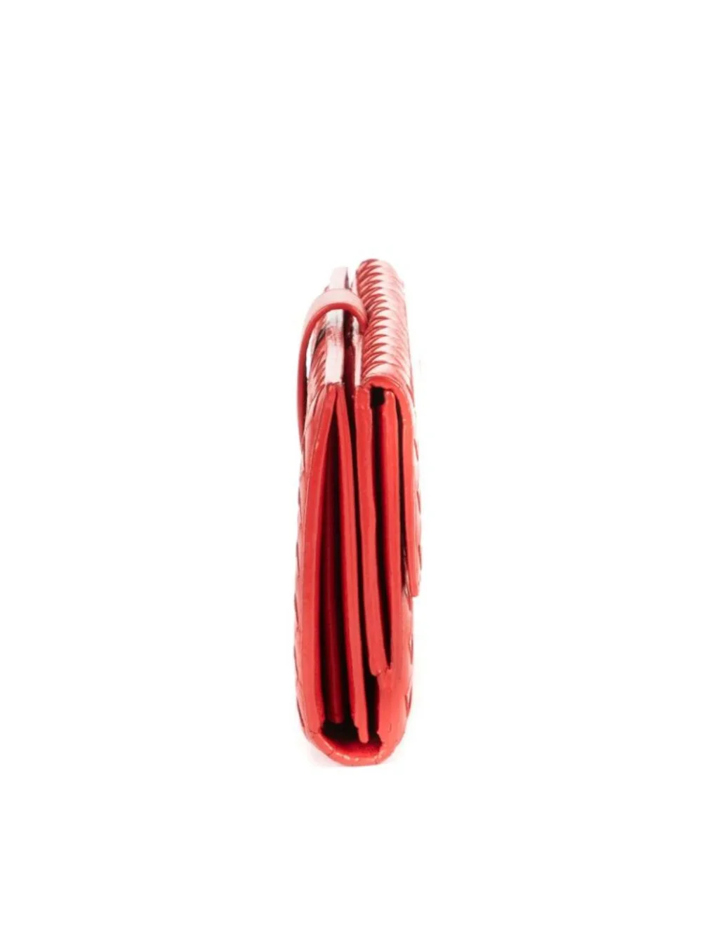 Bottega Venetal Flap Walletred Intrecciato Calfskin Leathera Wallet